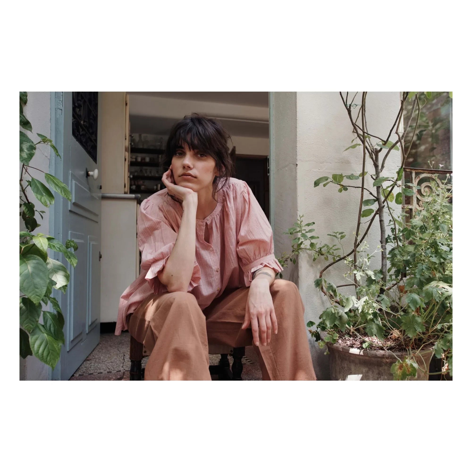 Emile et Ida - Blusa Rosa de Algodón Khadi