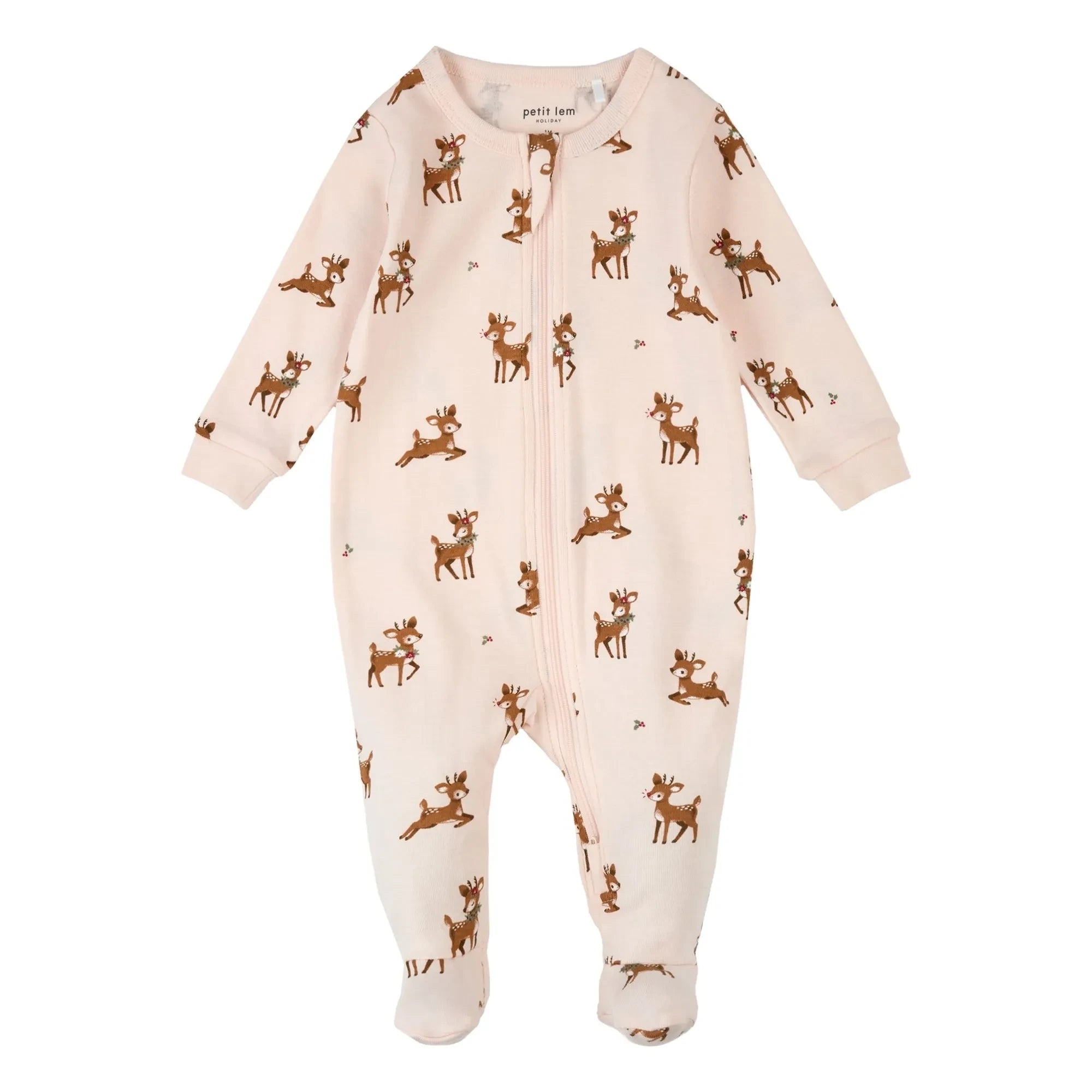 Petit Lem - Pijama con pies de algodón orgánico Rennes | Rosa pálido