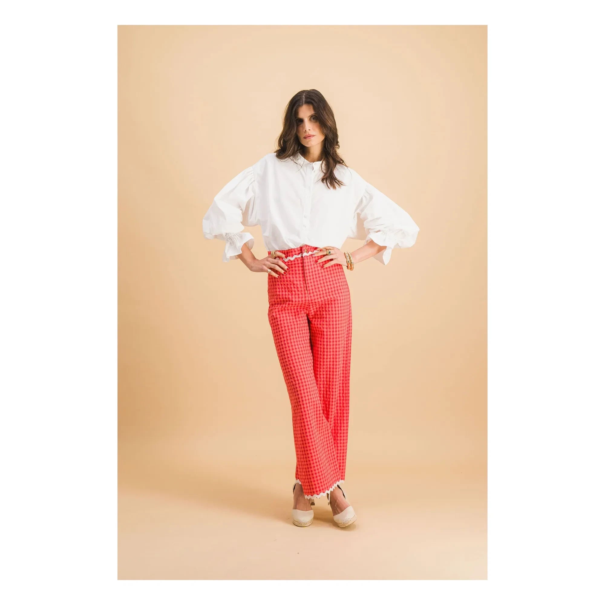 Elise Chalmin - Georgia - Pantalones de algodón a cuadros | Rojo
