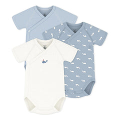 Petit Bateau - Bolsos Cruzados de Ballena de 3 Piezas de Algodón Orgánico | Azul
