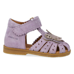Angulus - Sandalias de ante con mariposas grabadas | Lila
