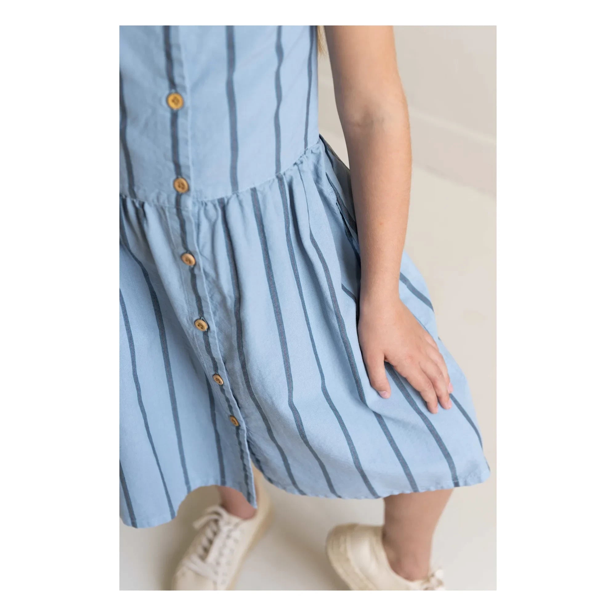 Jenest - Vestido Bonne de algodón orgánico a rayas | Azul claro