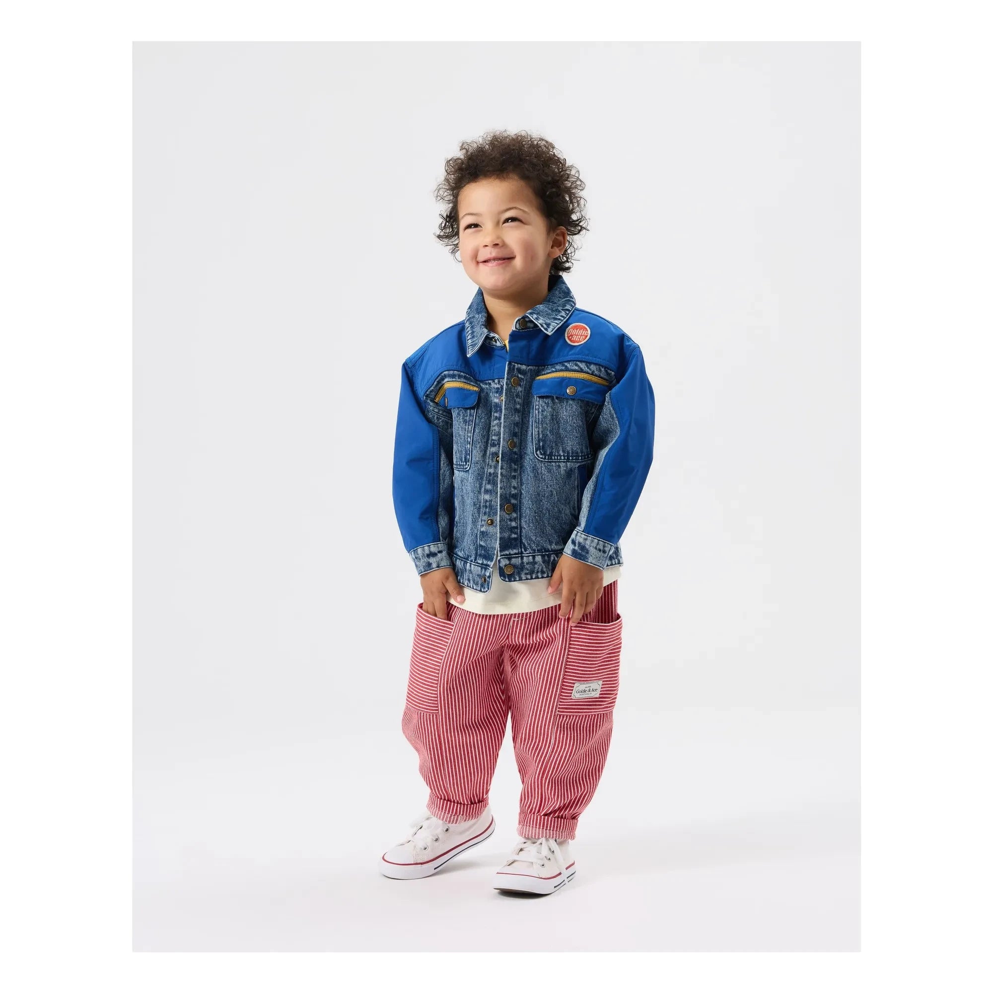 Goldie + Ace - Chaqueta vaquera vintage con bloques de color | Azul