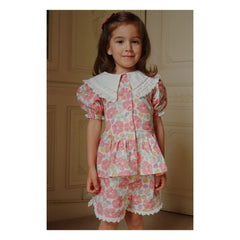 Konges Sløjd - Blusa de algodón orgánico con cuello de corazón | Rosa