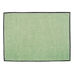 Haomy - Mantel de lino con borde burdeos | Verde almendra