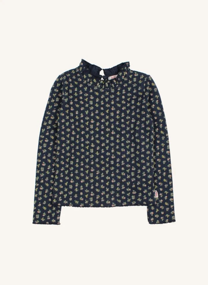 Búho - Camiseta de Raya con Flores Cottage | Azul Marino