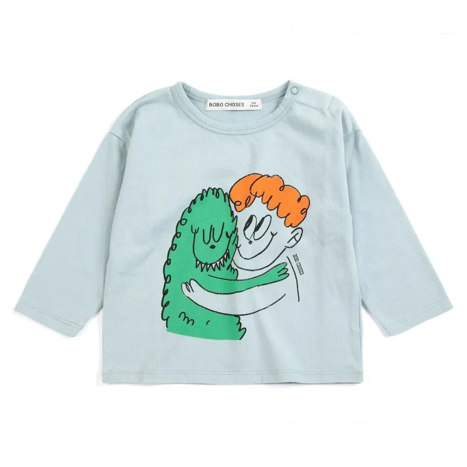 Bobo Choses - Camiseta de Bebé Monstre de Algodón Orgánico | Azul Claro