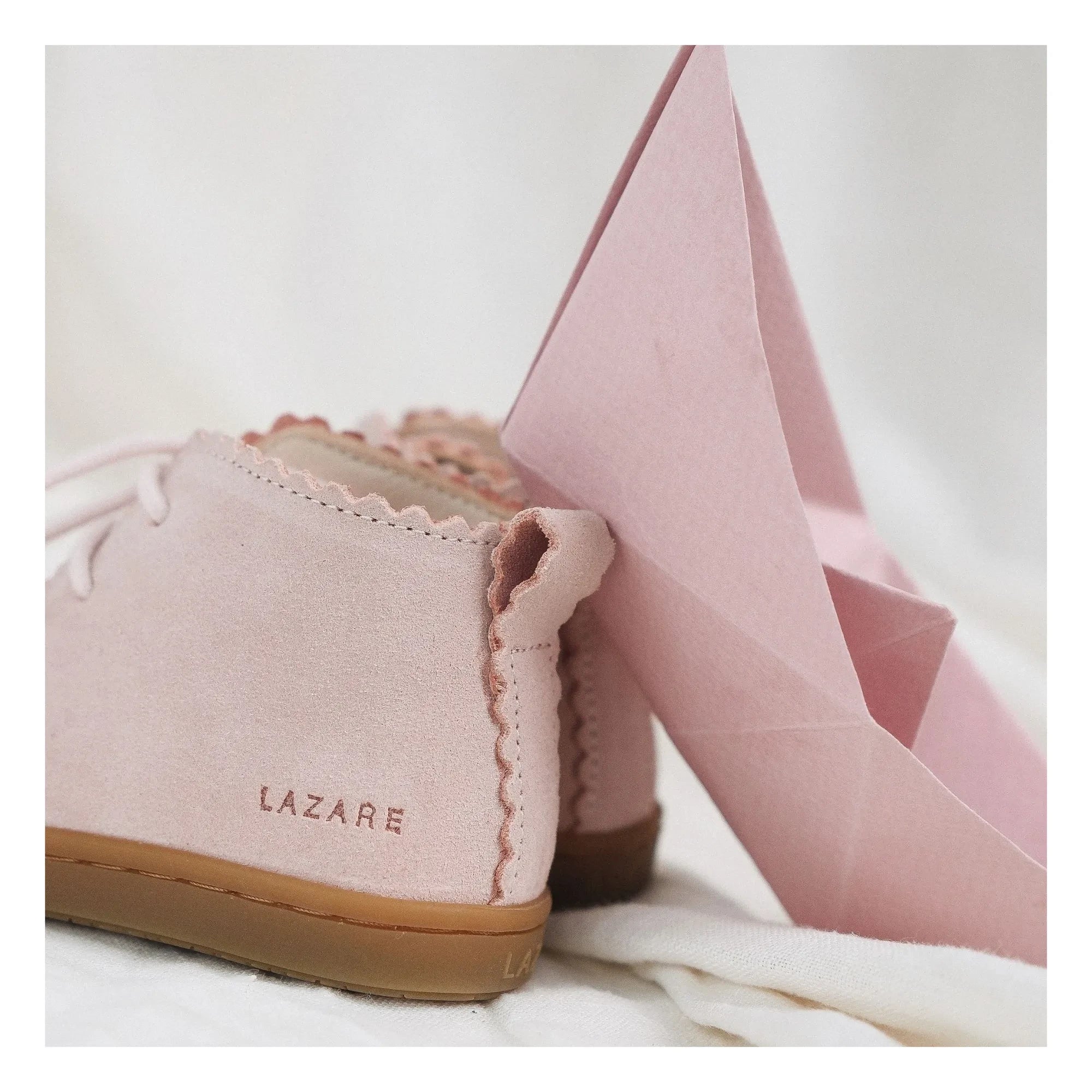 Zapatillas deportivas Lazare - Feston Raoul de ante con cordones | Rosa empolvado