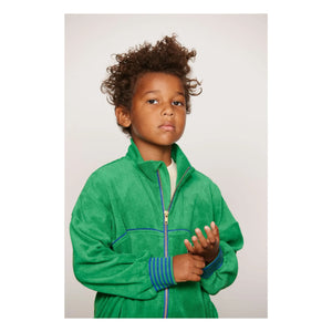 Mini Rodini - Sudadera con cremallera de rizo de algodón orgánico | Verde
