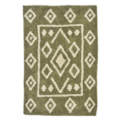 Madam Stoltz - Alfombrilla de baño de algodón con relieve | Verde