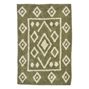 Madam Stoltz - Alfombrilla de baño de algodón con relieve | Verde
