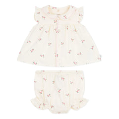 Petit Bateau - Conjunto de blusa y braguita tipo bloomer de popelín de algodón orgánico | Crudo