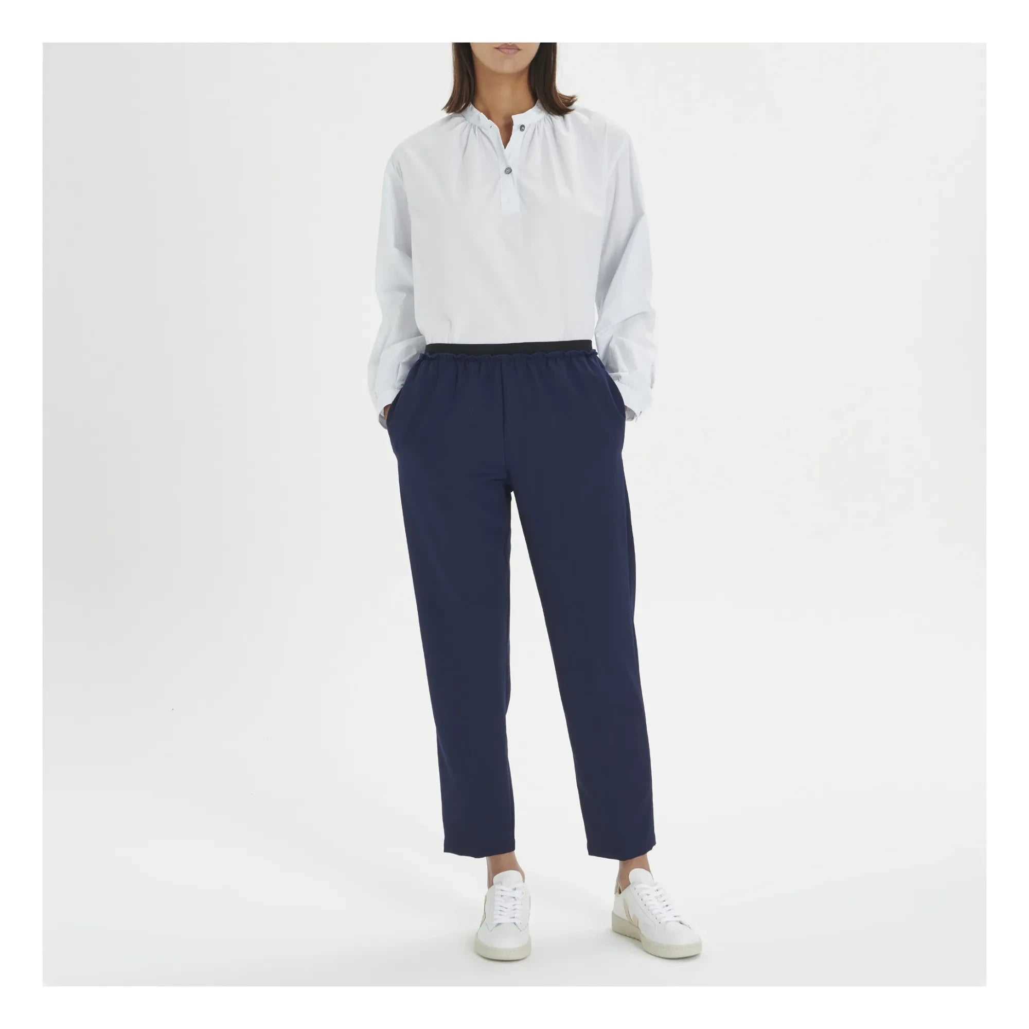 Pomandère - Pantalones de lana elástica | Azul marino