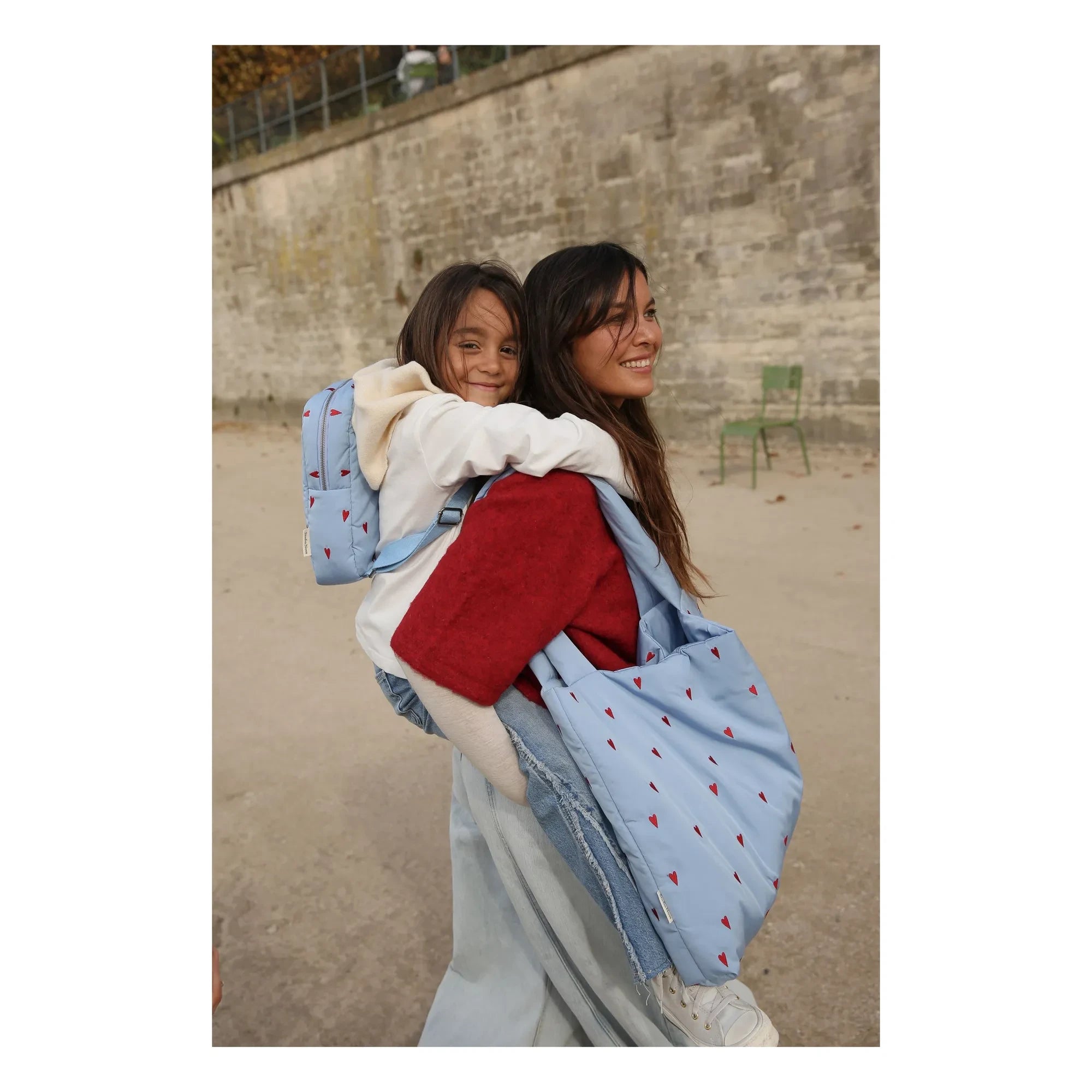 Studio Noos - Bolso de mamá Puffy Hearts | Azul claro