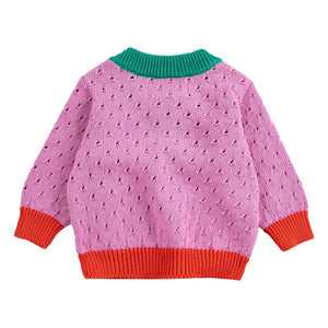 Bobo Choses - Cárdigan calado de bloques de color de algodón orgánico | Morado