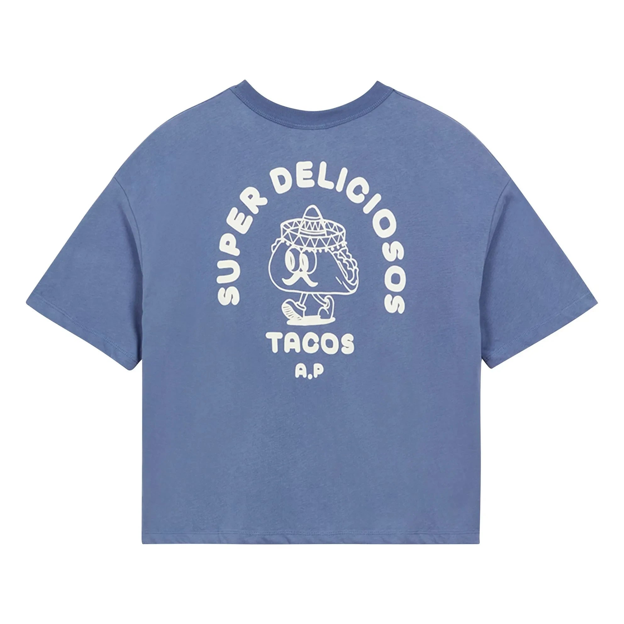 a.p - Camiseta de algodón orgánico Super Tacos | Azul noche