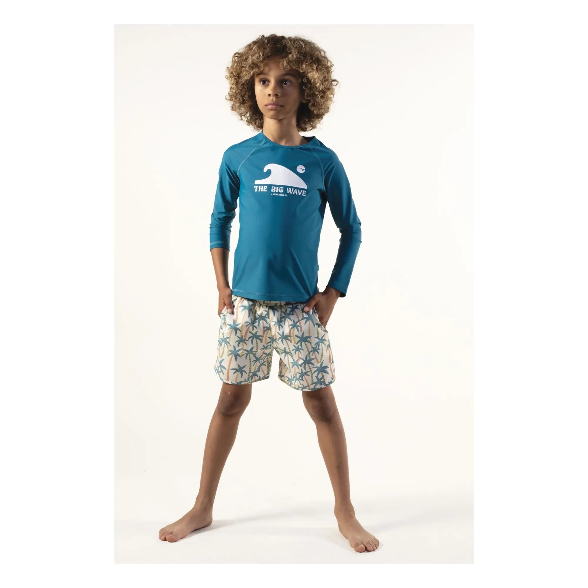 Sunchild - Camiseta Bigwave UV Korumalı | Azul Pavón