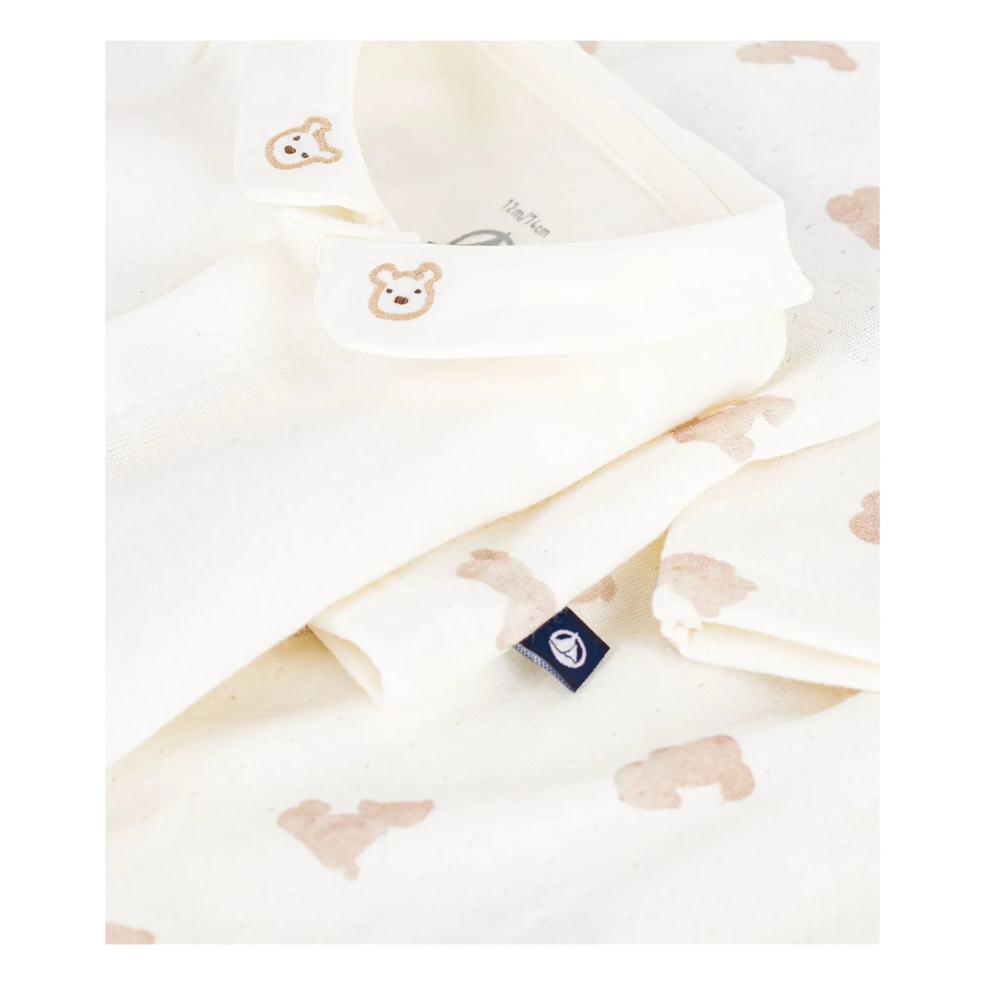 Petit Bateau - Conjunto de body de osito, chaleco y pantalón de algodón orgánico | Blanco