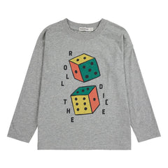 Bobo Choses - Camiseta de manga larga Roll The Dice de algodón orgánico | Gris jaspeado