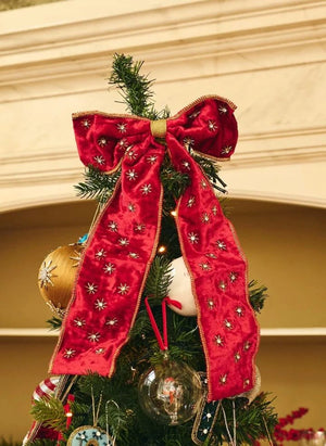 Anna + Nina - Adorno de Árbol de Navidad Lujoso con Lazo Rojo | Rojo