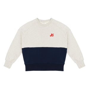 Jenest - Sudadera de algodón orgánico con bloques de color | Gris claro