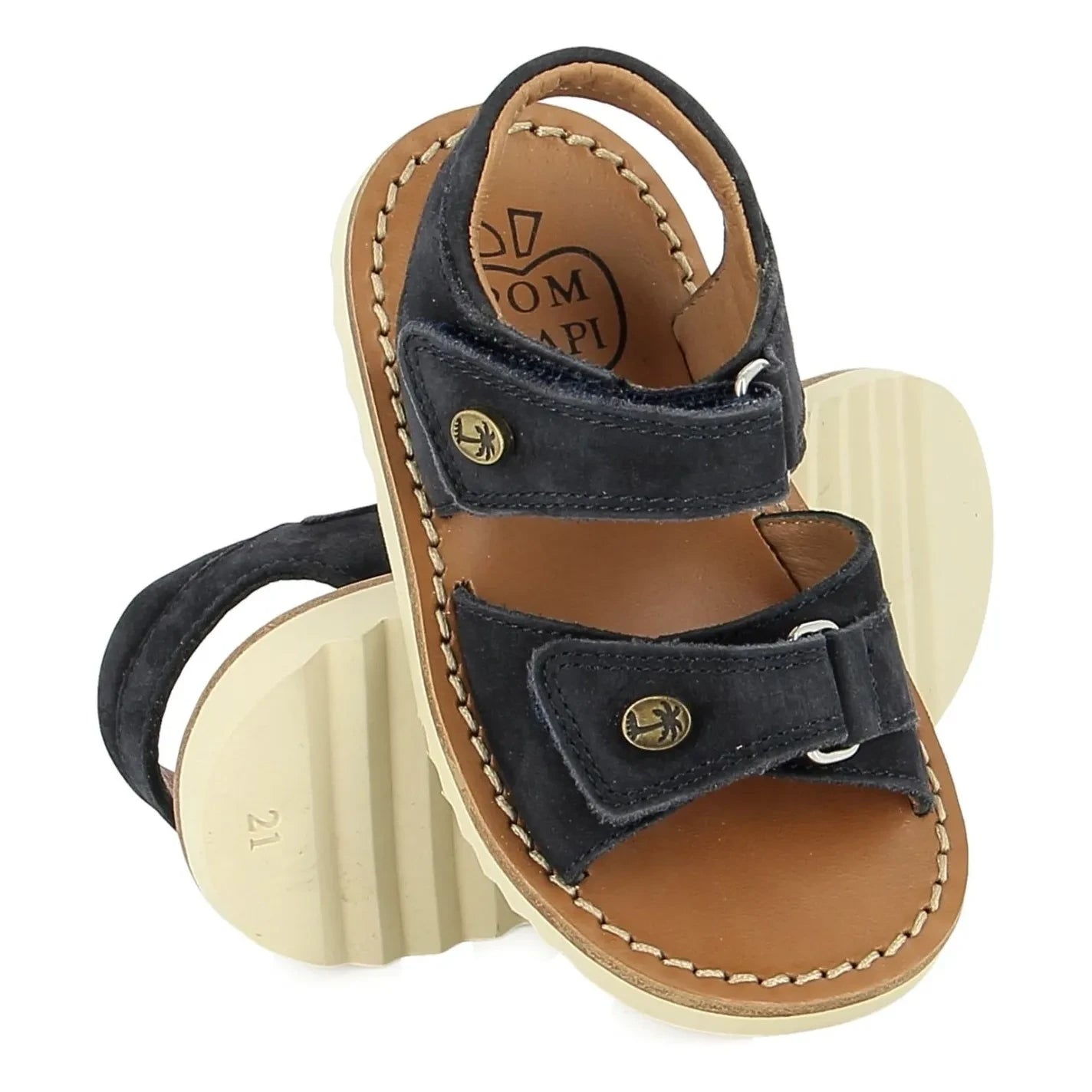 Pom d'Api - Sandalias Waff Easy Nubuck | Azul Oscuro