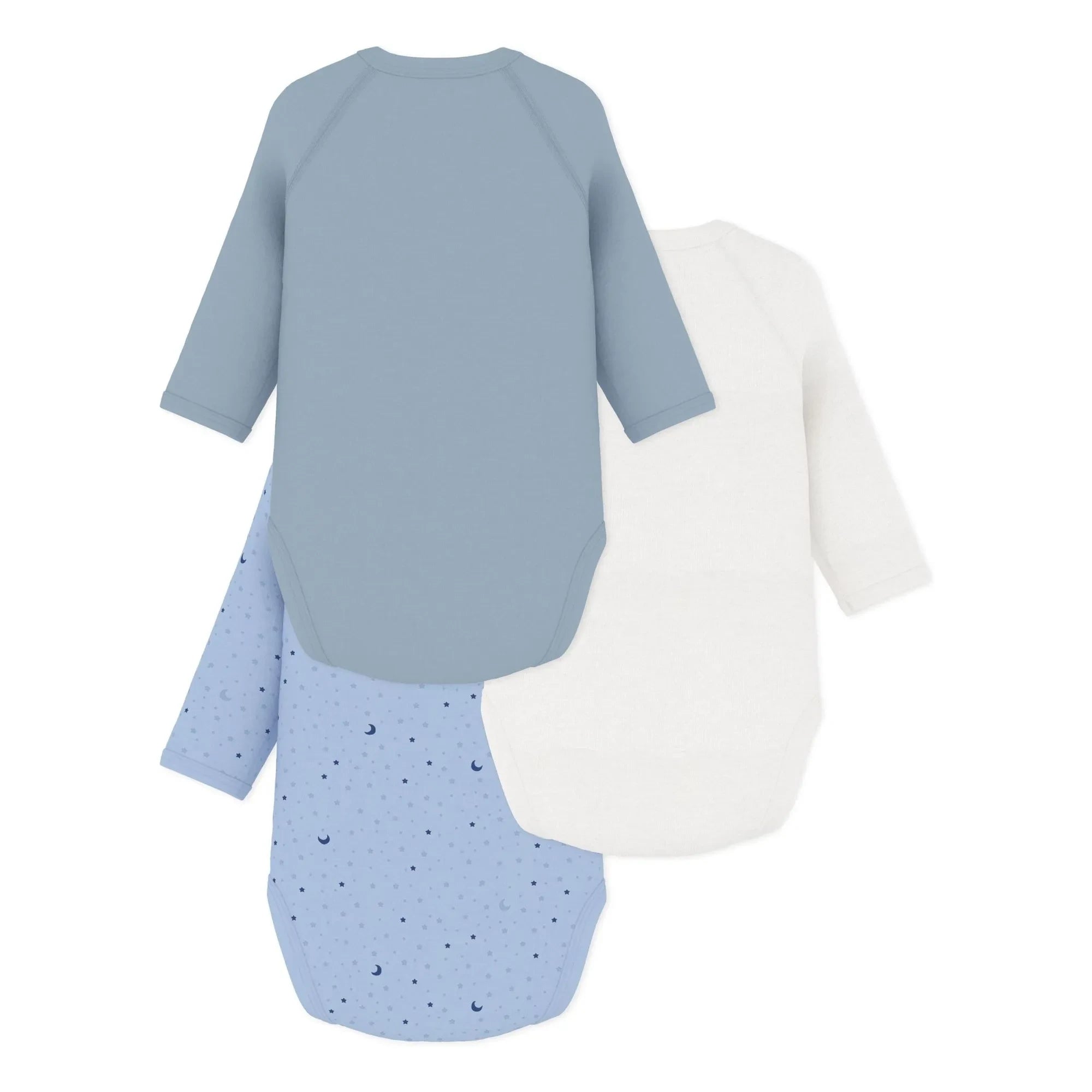 Petit Bateau - 3'lü Organik Pamuk Yıldız Desenli Body Seti | Mavi
