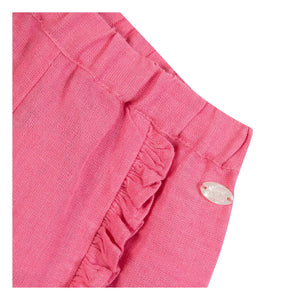 Tartine et Chocolat - Pantalón con volantes de lino | Rosa caramelo