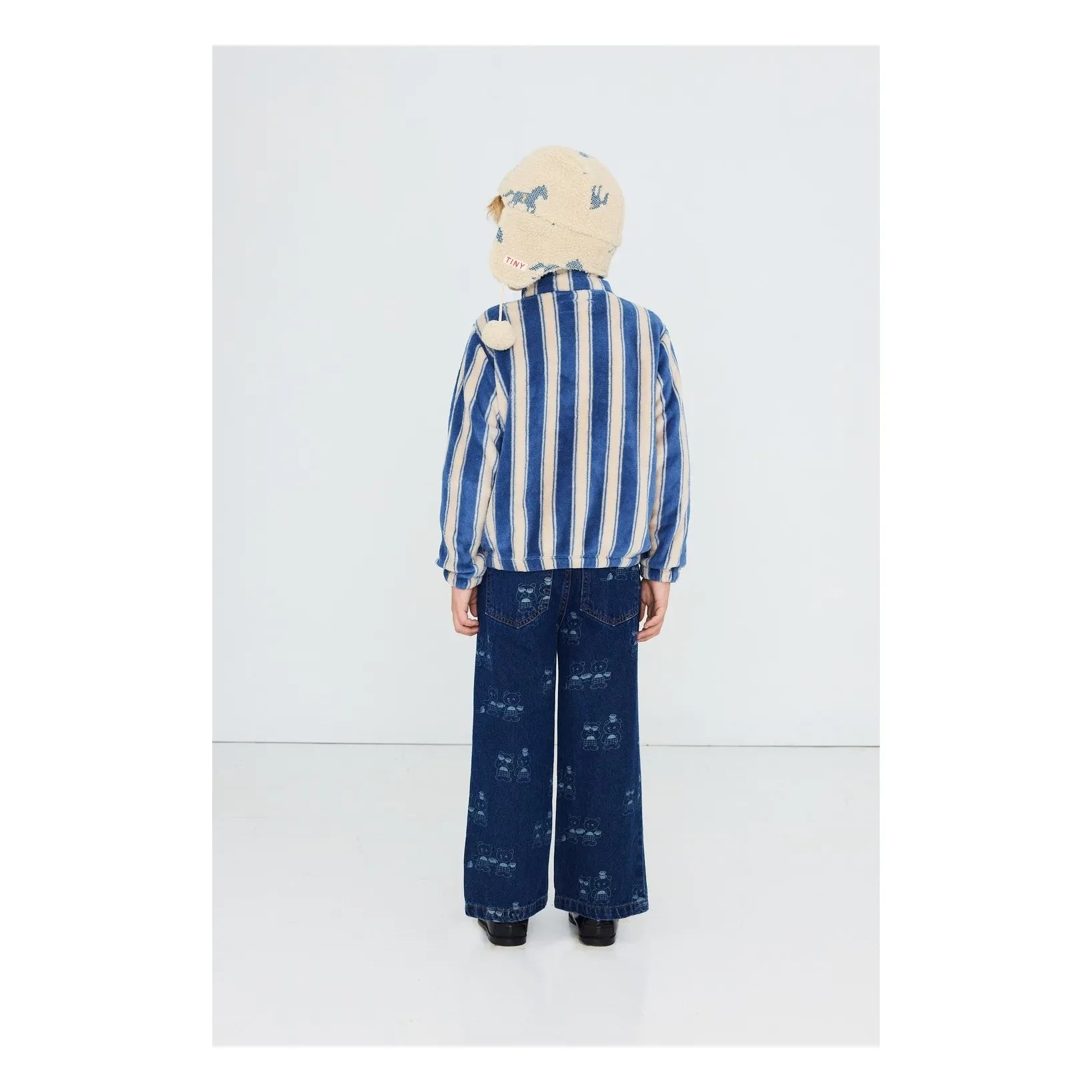 Tinycottons - Chaqueta polar a rayas | Azul petróleo