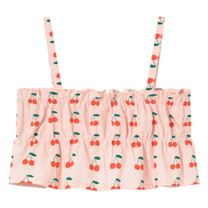 Tinycottons - Top fruncido cerezas | Rosa claro
