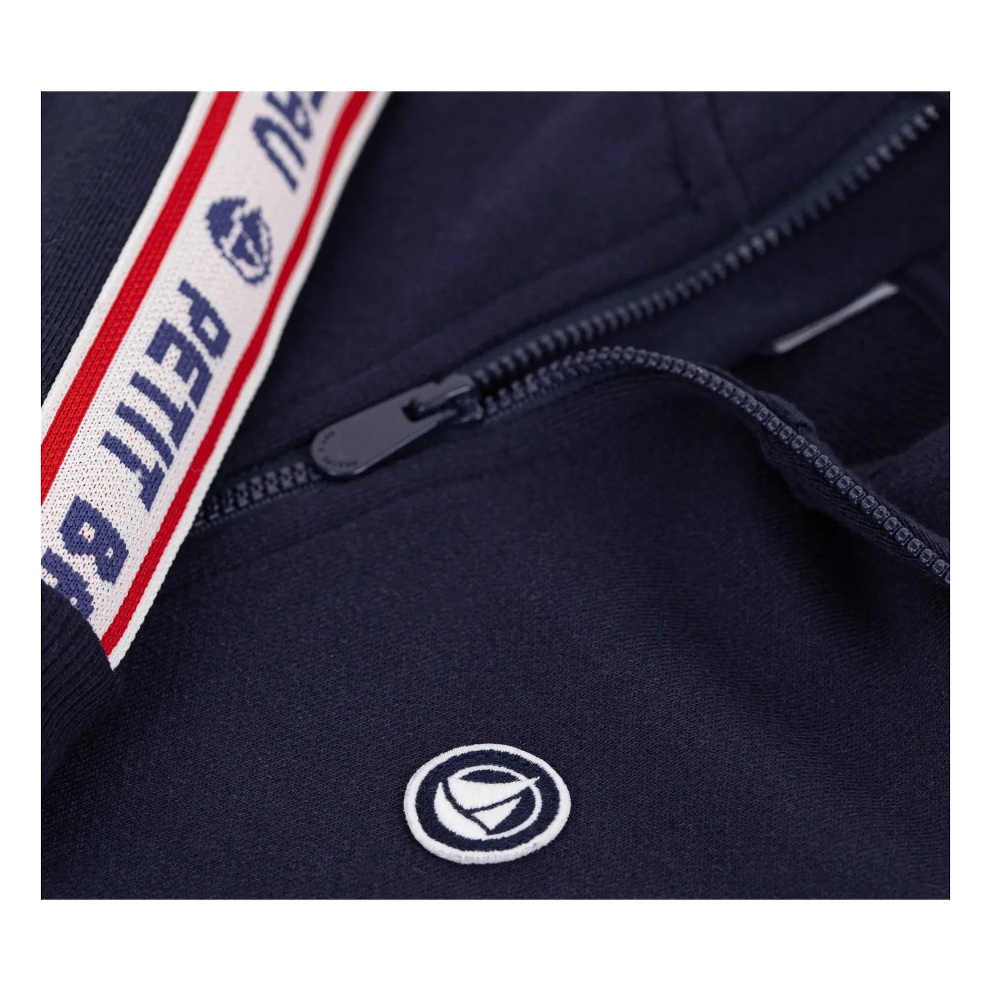Petit Bateau - Sudadera con cremallera y rayas de contraste | Azul noche