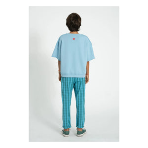 Piupiuchick - Sudadera de manga corta Lettre A Algodón orgánico | Azul claro