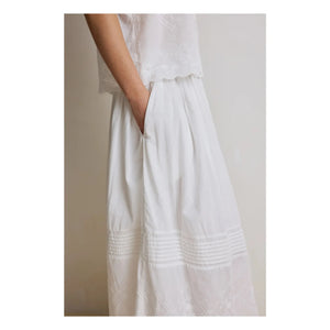 Hod - Falda bordada de algodón Karla | Blanco