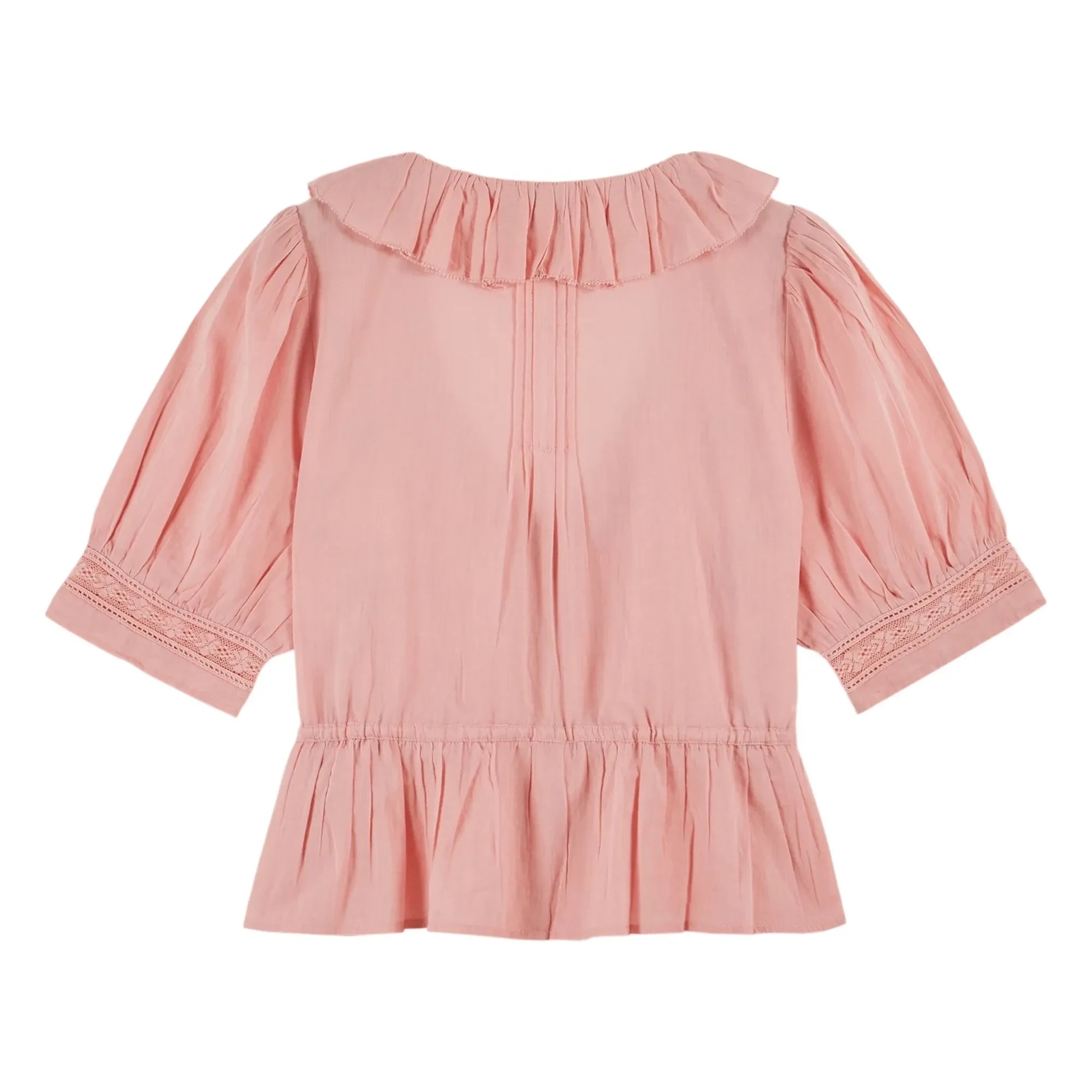 Emile et Ida - Blusa de algodón bordada con volantes | Rosa