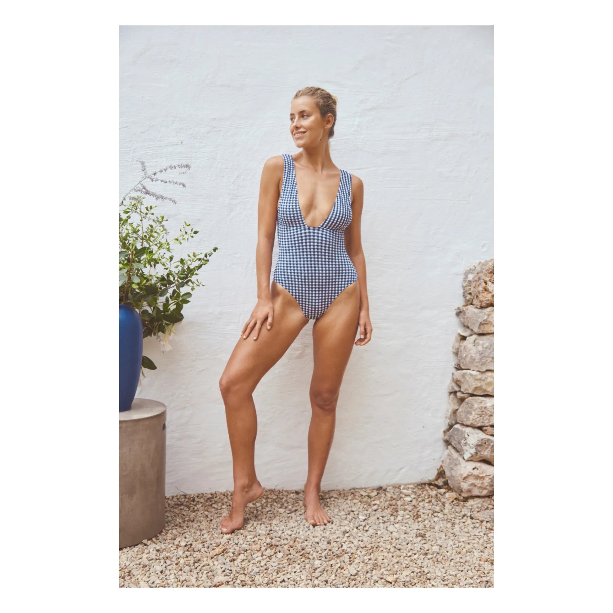 Anja Paris - Traje de Baño Entero Vichy Le Plongeant | Azul Marino