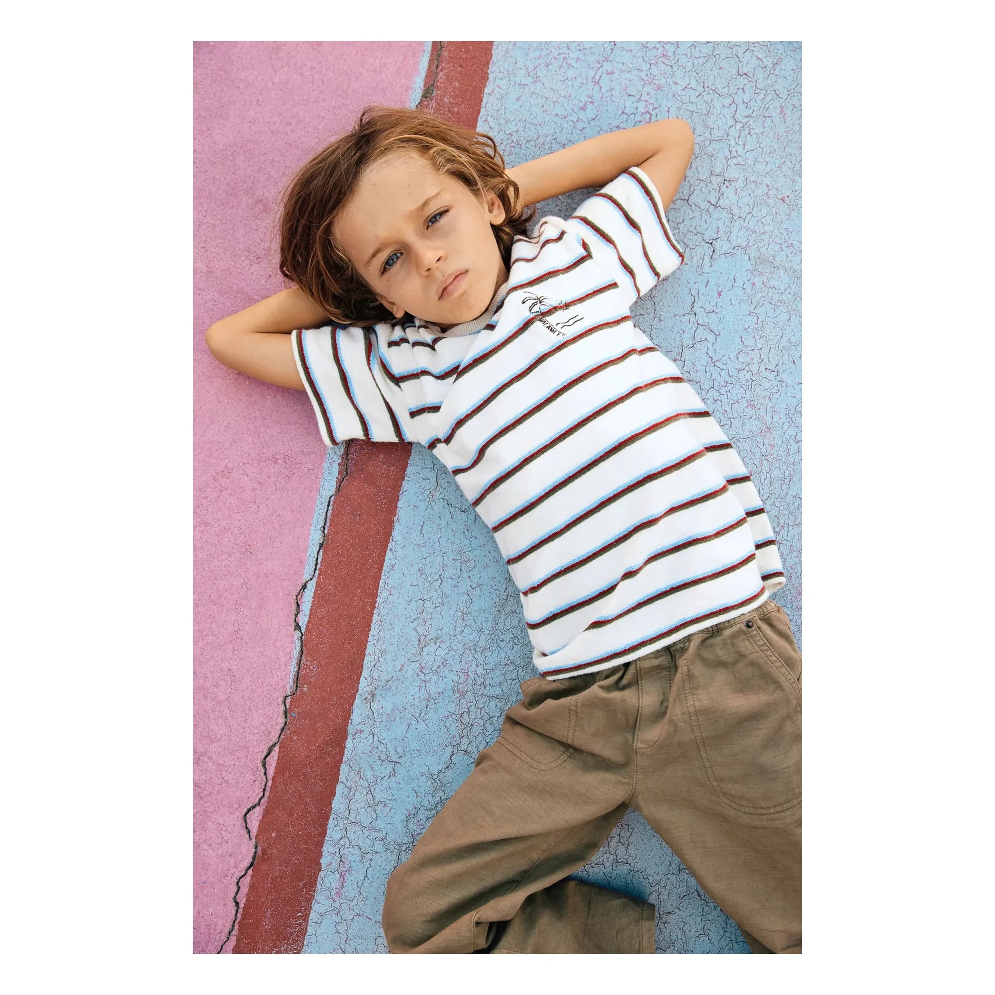 Bonton - Livo Camiseta de Rayas con Toalla | Blanco