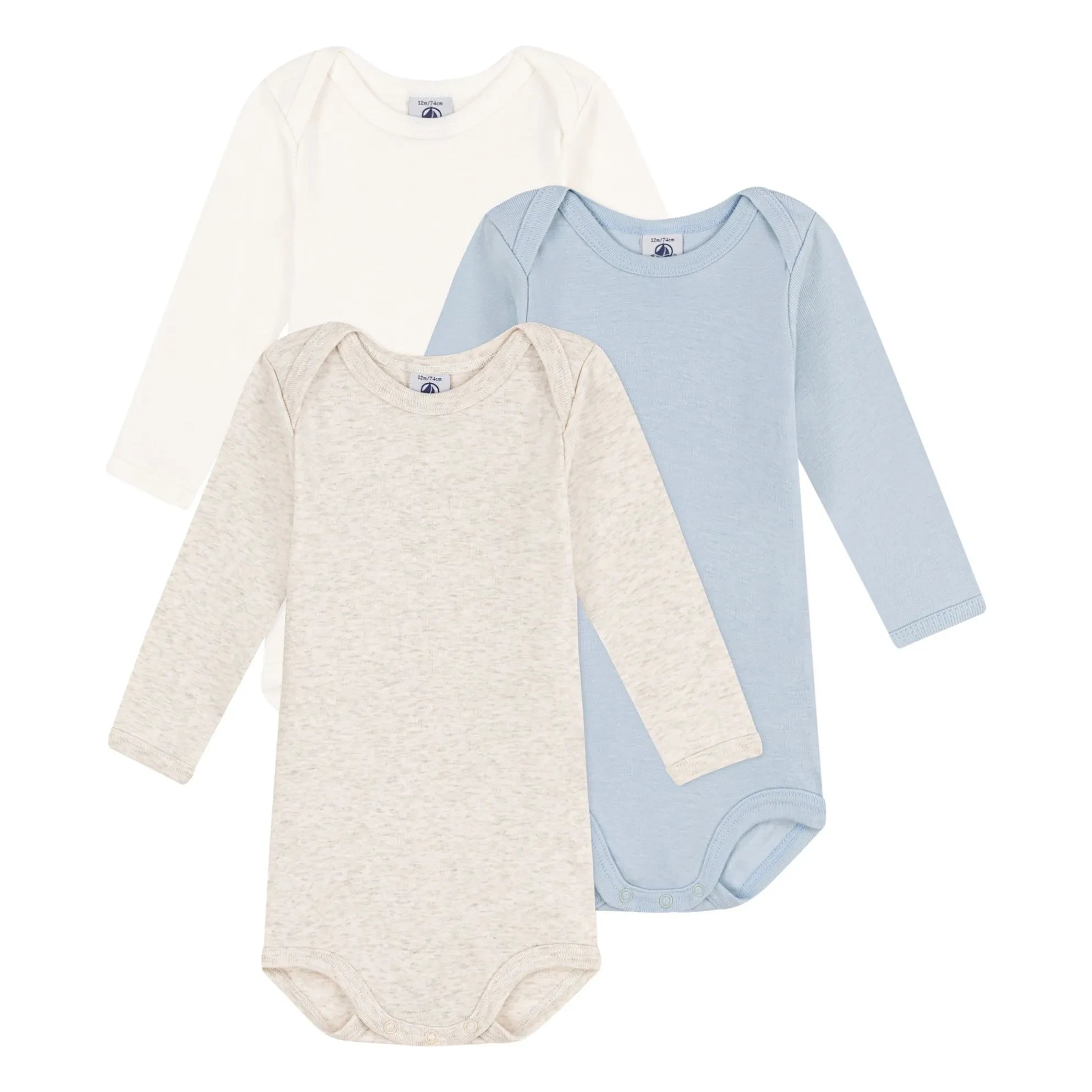 Petit Bateau - Lote de 3 bodies de una pieza | Azul