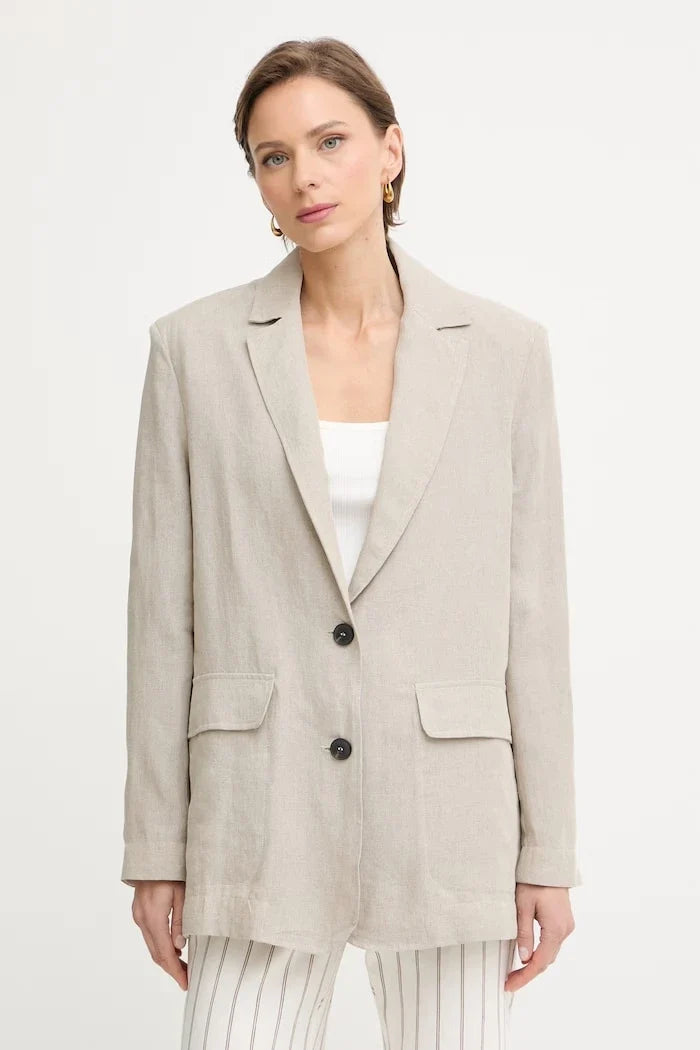Max&Co. blazer de lino de un botón para mujer MCOSTAMPA
