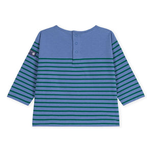 Petit Bateau - Düz Marinière Tişört Organik Pamuk Bebek | Mavi