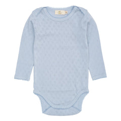 Copenhagen Colors - Body de manga corta de algodón orgánico Pointelle Hearts | Azul Claro