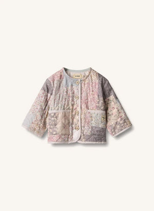 Wheat - Ima Patchwork Organik Pamuk Bebek Kapitone Ceket | Açık Pudra