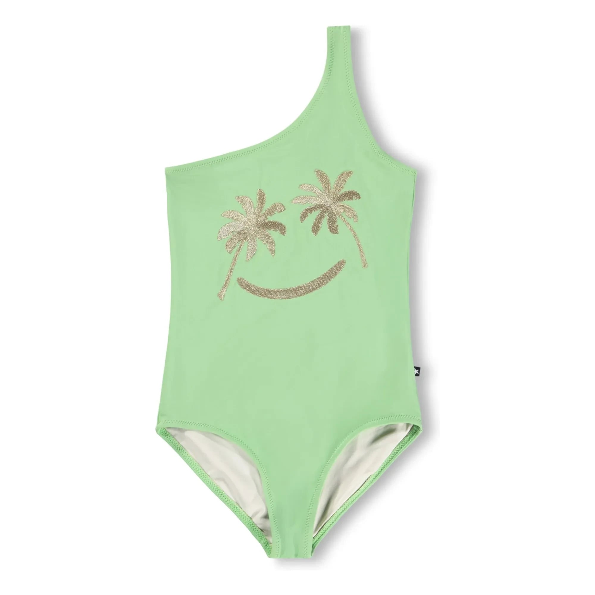 Molo - Bañador asimétrico Nai Golden Smile con fibras recicladas | Verde anís