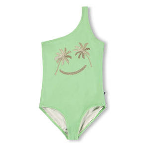 Molo - Bañador asimétrico Nai Golden Smile con fibras recicladas | Verde anís