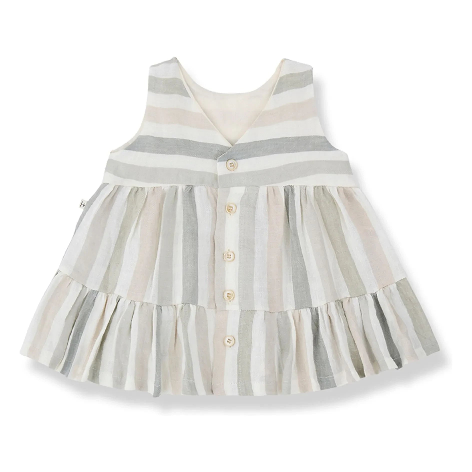 1+ in the family - Vestido de Lino Rayado Calonge | Crudo
