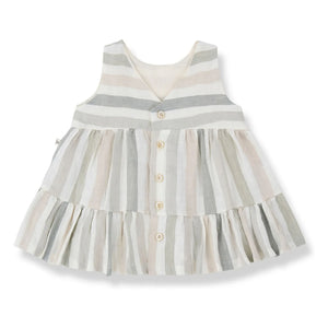 1+ in the family - Vestido de Lino Rayado Calonge | Crudo