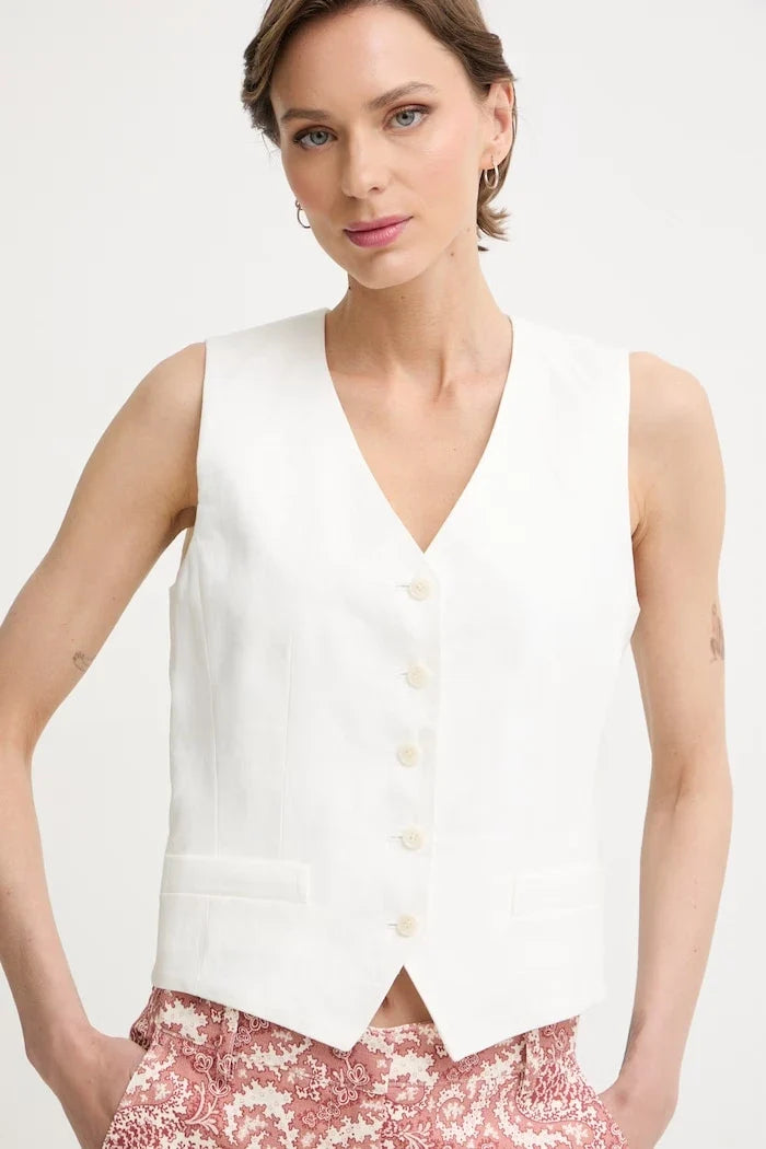 Chaleco de lino de un botón Weekend Max Mara PACE para mujer