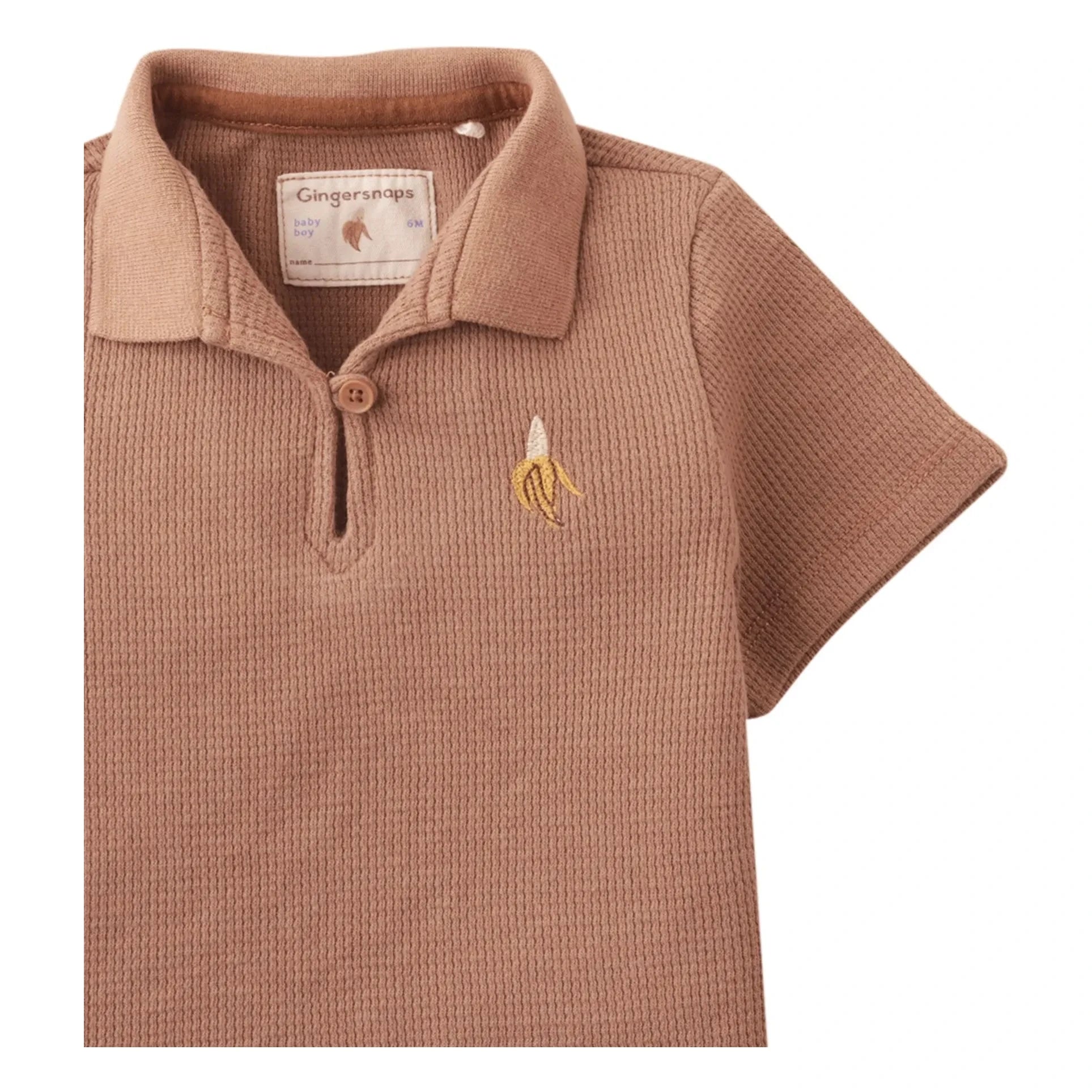 Gingersnaps - Polo con textura de plátano bordado de Timmy | Marrón