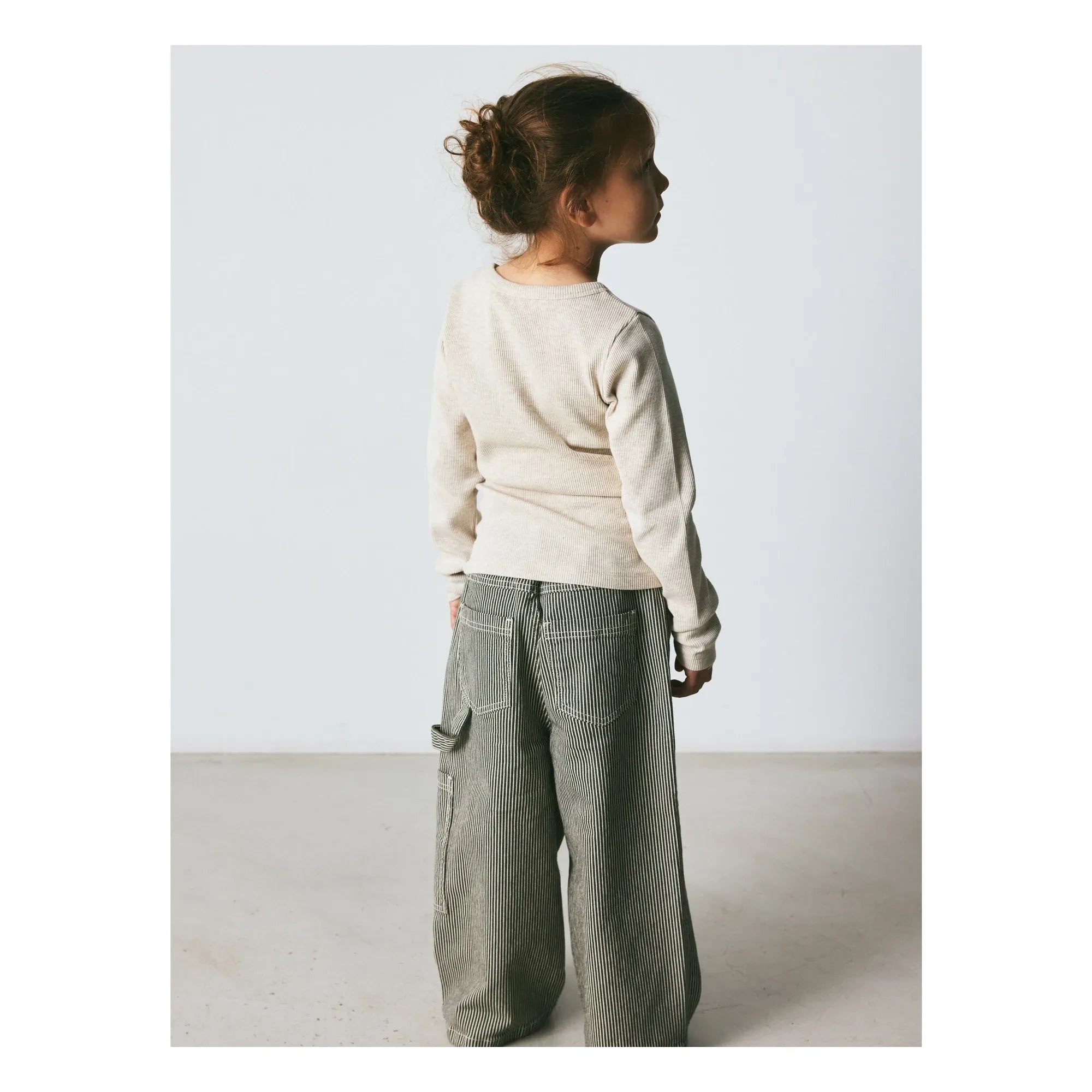 brunobruno nation - Pantalones Flynn orgánicos de algodón a rayas | Verde oscuro
