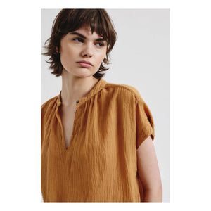 Pomandère - Blusa de manga corta Gasa de algodón orgánico | Albaricoque