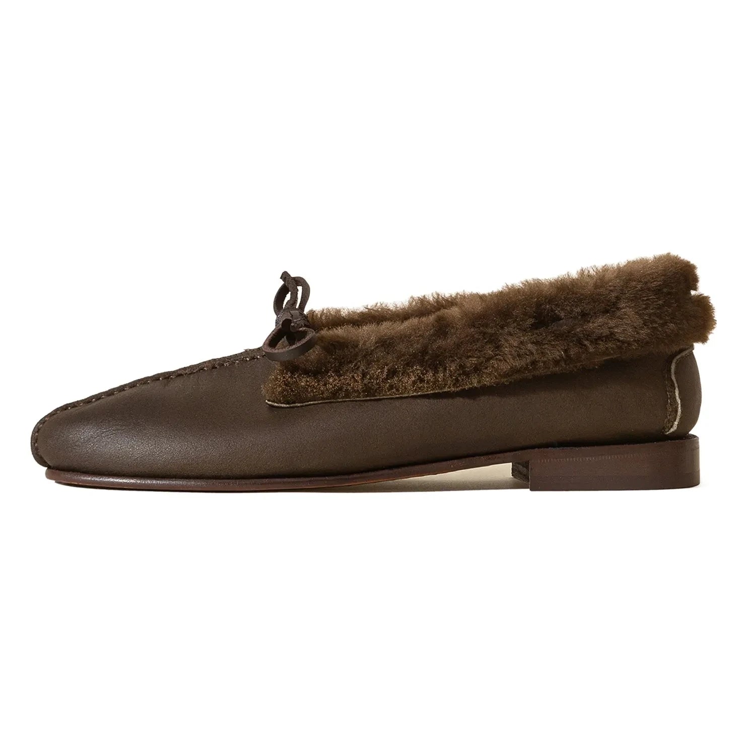 Hereu - Tilla Shearling Babetler | Koyu Kahverengi